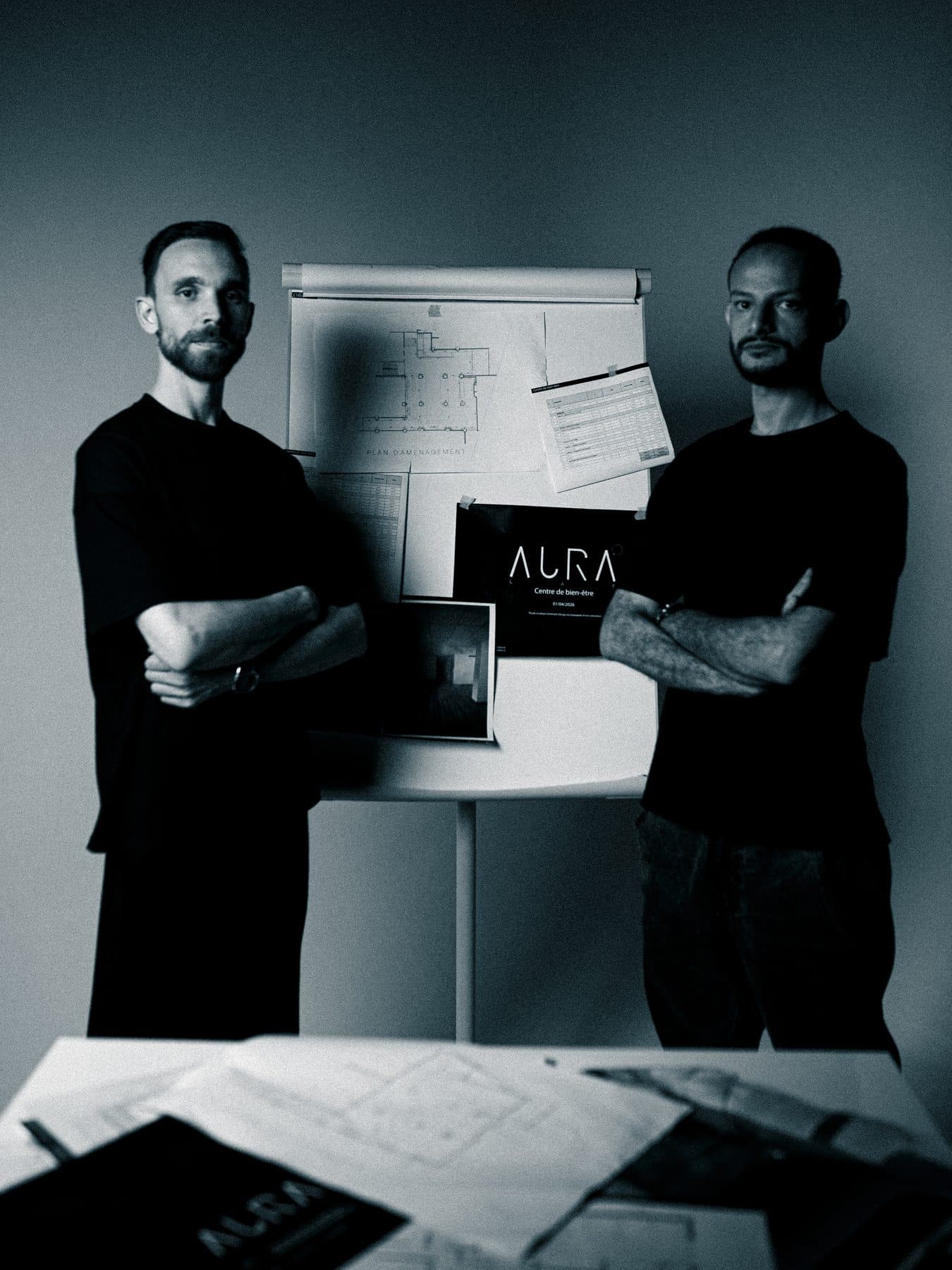 Saad Benlyamani and Mansour Kammoun, founders of AURA360LAB, in the studio